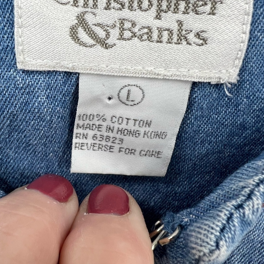 Christopher & Banks vintage 100% cotton lightweight embroidered cropped jacket L - Picture 12 of 13